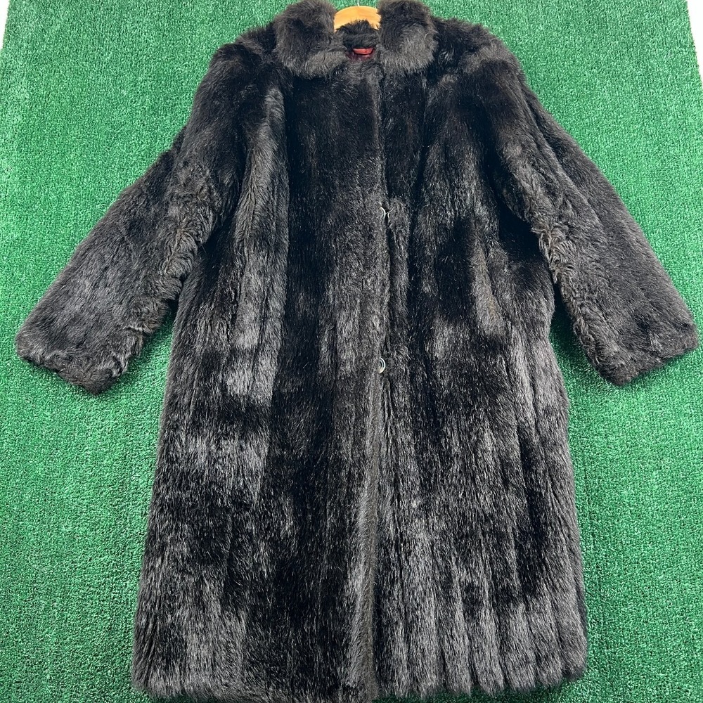 VTG Real Mink‎ Fur Coat Women's XL Dark Brown Mid-Length Lined Plush Jacket 60s